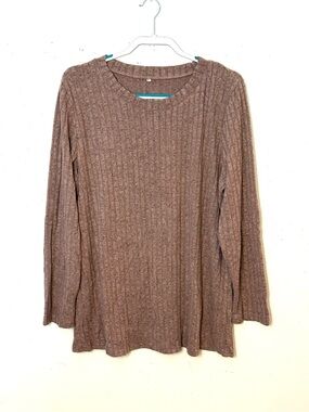 Women’s Ribbed Long Sleeve Knit Top - Light Plum Heather. Size XL. NWOT.